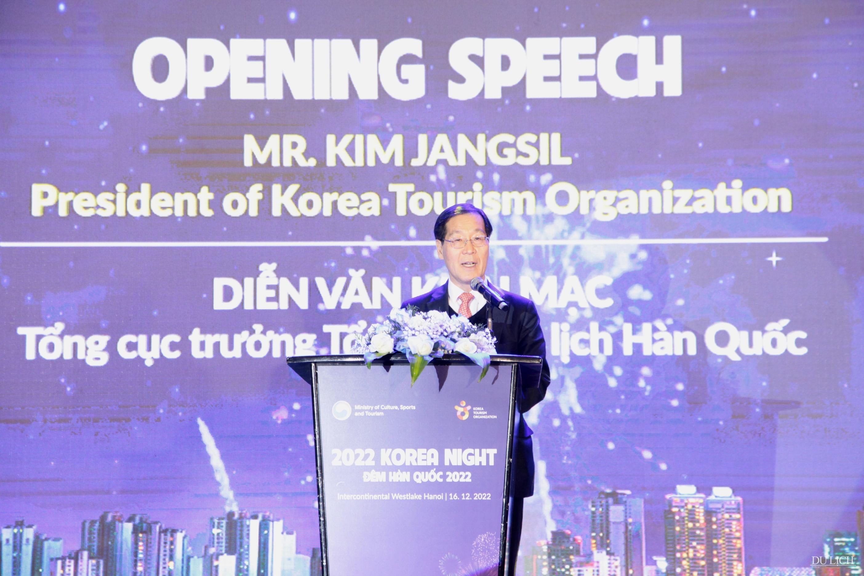 Tổng cục trưởng TCDL Hàn Quốc Kim Jang Sil phát biểu khai mạc chương trình